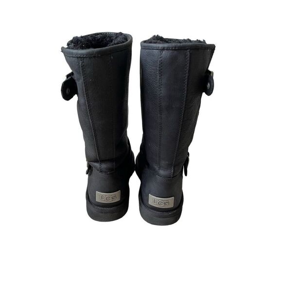UGG Australia Women Sutter Black Leather Dual Buckle Moto Biker Boots size 6 - Picture 3 of 10